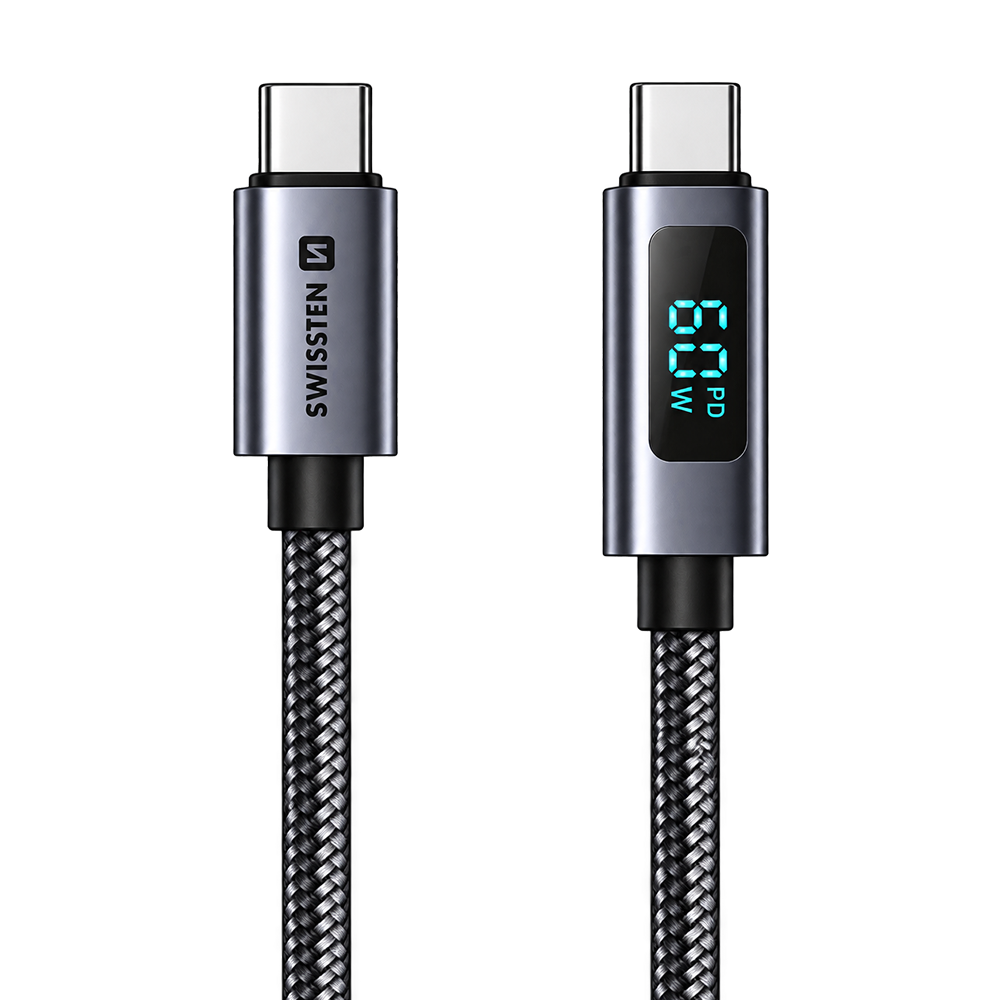 Swissten USB-C to USB-C Cable with LCD Display 1m