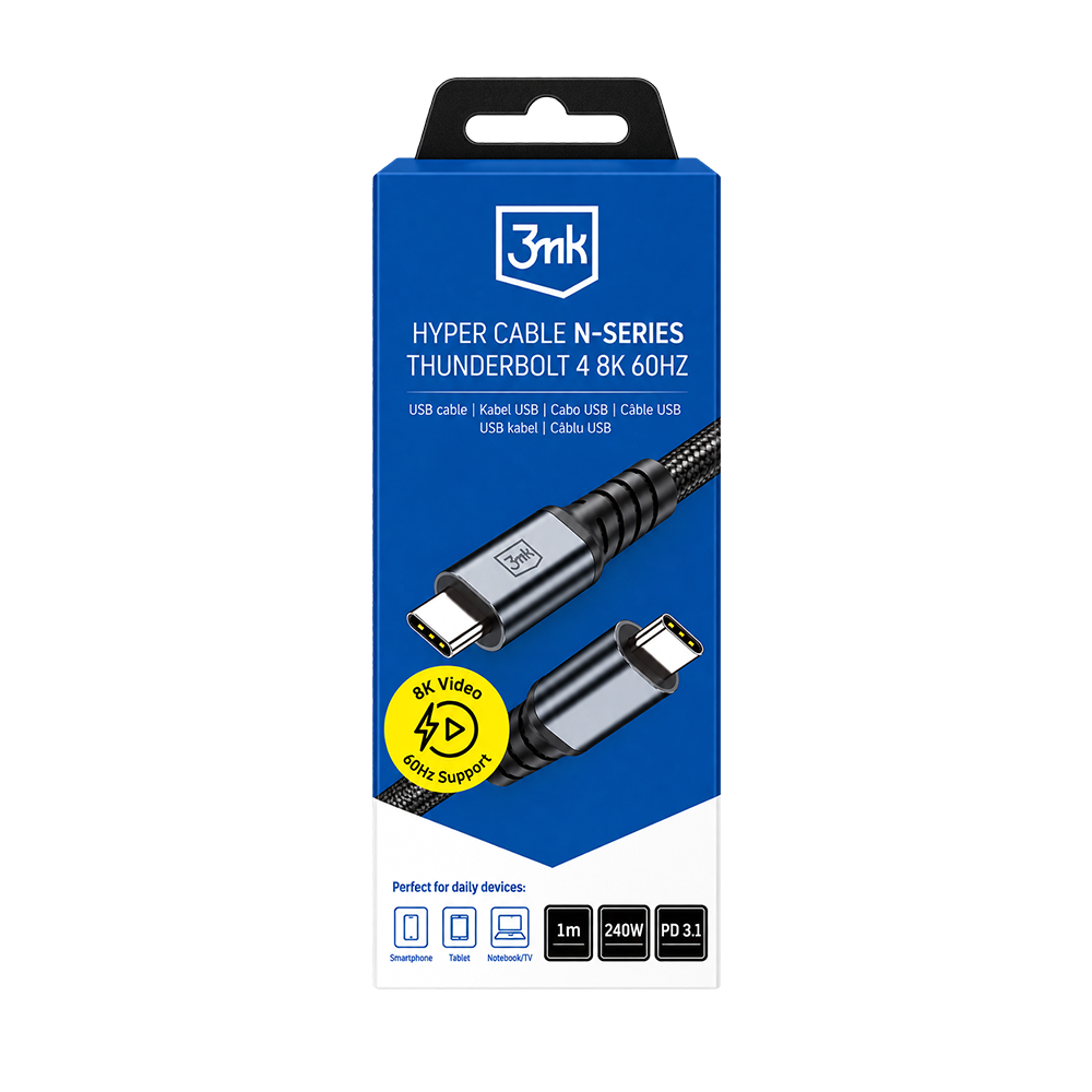 3mk Hyper Cable N-SERIES Thunderbolt 4 USB-C to USB-C 240W 1m