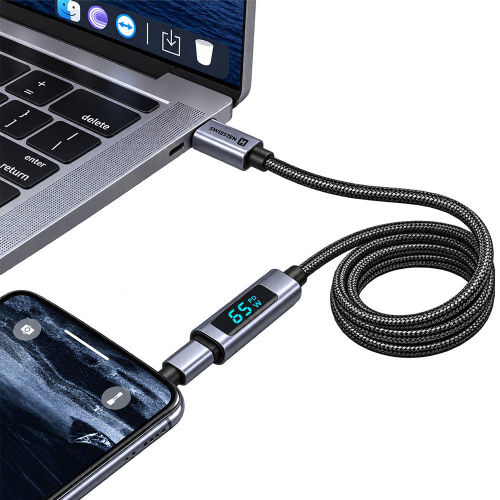 Swissten USB-C to USB-C Cable with LCD Display 1m