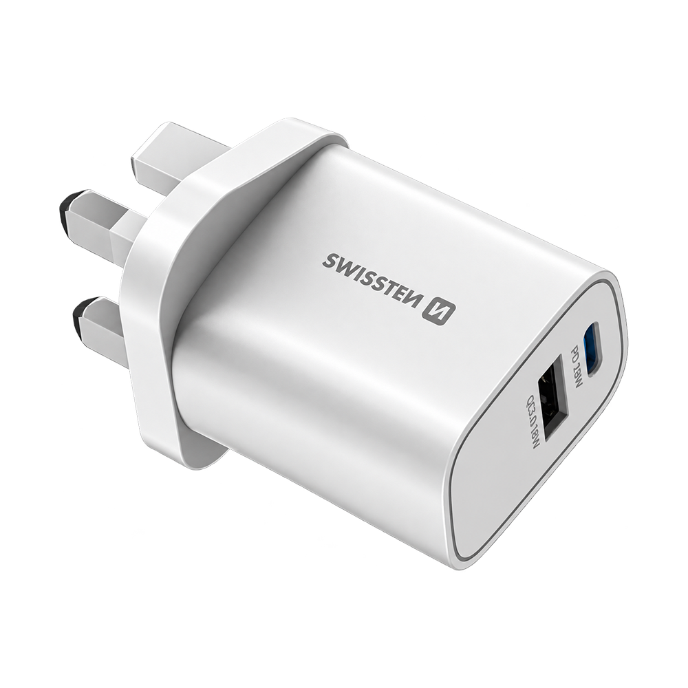 Swissten Edge GaN 20W USB-C + USB-A Travel Charger