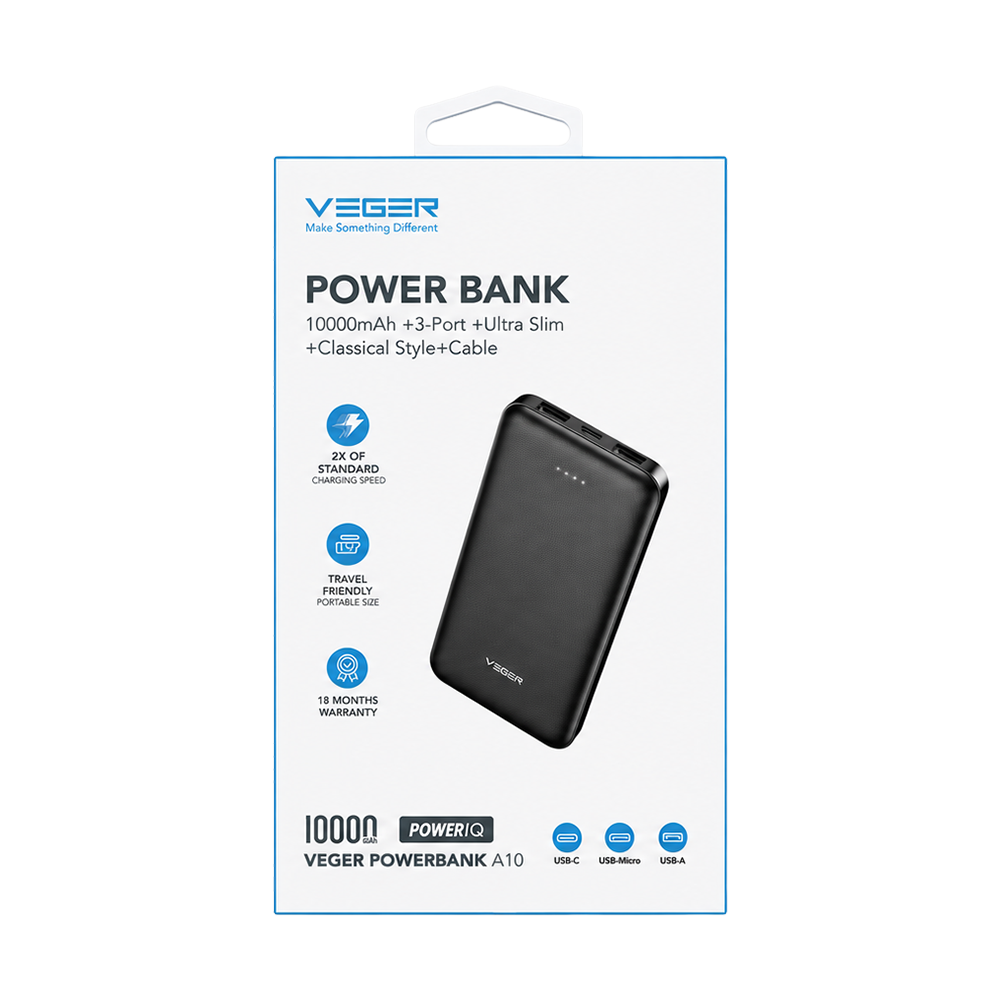 VEGER A10 W1065 10,000mAh Powerbank