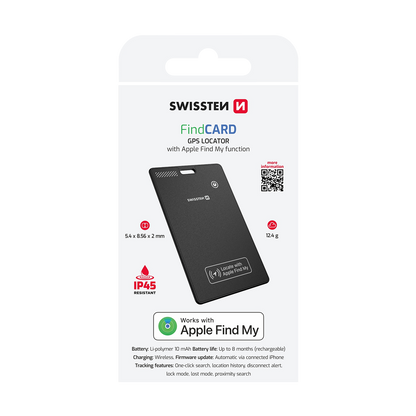 Swissten Find Card Smart Locator with Apple Find My