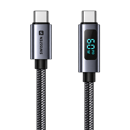 Swissten USB-C to USB-C Cable with LCD Display 1m