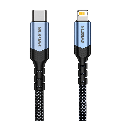 Swissten Magnetic Self-Winding USB-C to Lightning Cable 1m