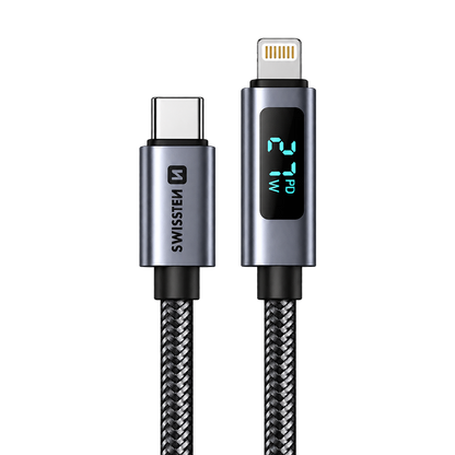 Swissten USB-C to Lightning Cable with LCD Display 1m