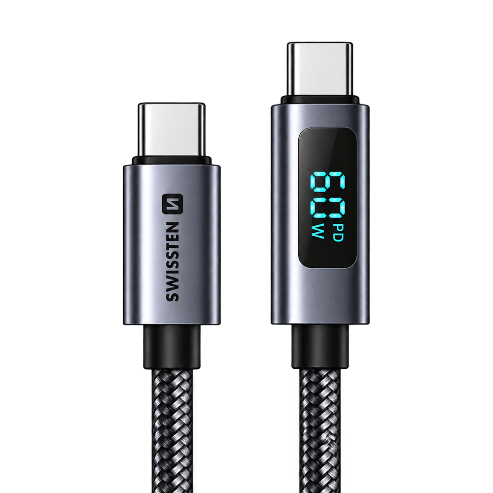 Swissten USB-C to USB-C Cable with LCD Display 1m
