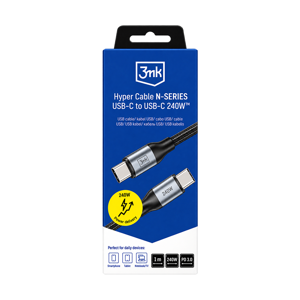 3mk Hyper Cable N-SERIES USB-C to USB-C 240W 1m