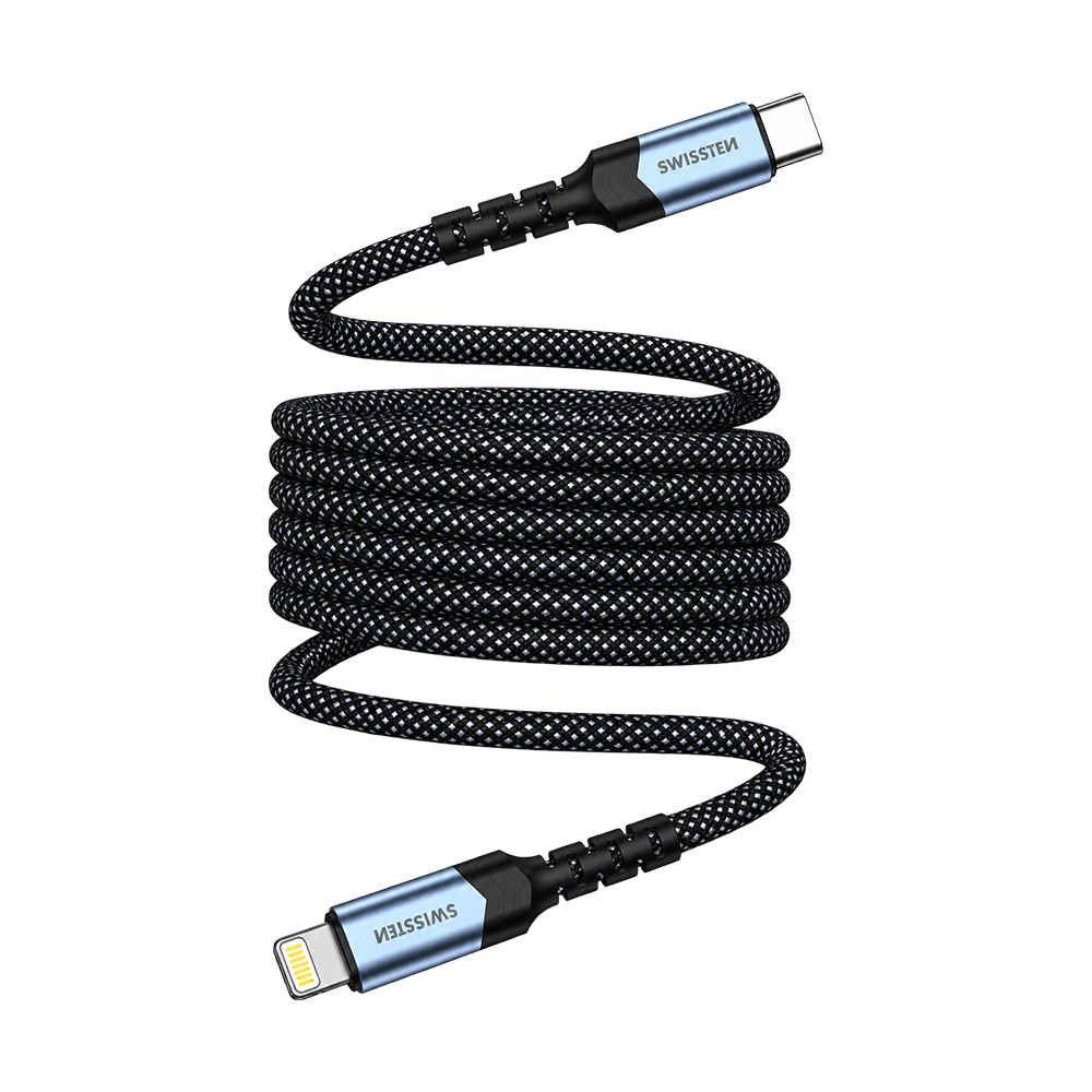 Swissten Magnetic Self-Winding USB-C to Lightning Cable 1m