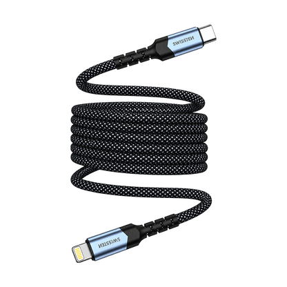 Swissten Magnetic Self-Winding USB-C to Lightning Cable 1m
