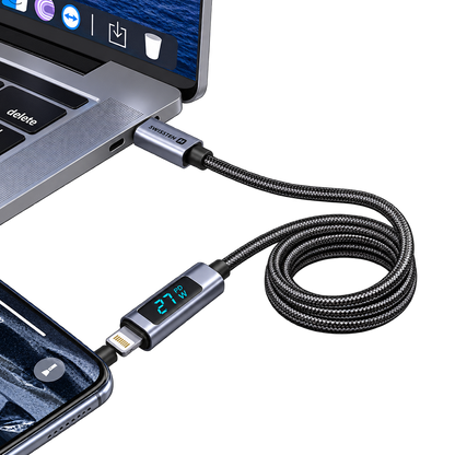 Swissten USB-C to Lightning Cable with LCD Display 1m