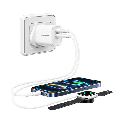 Swissten Edge GaN 20W USB-C + USB-A Travel Charger