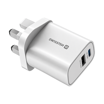 Swissten Edge GaN 20W USB-C + USB-A Travel Charger
