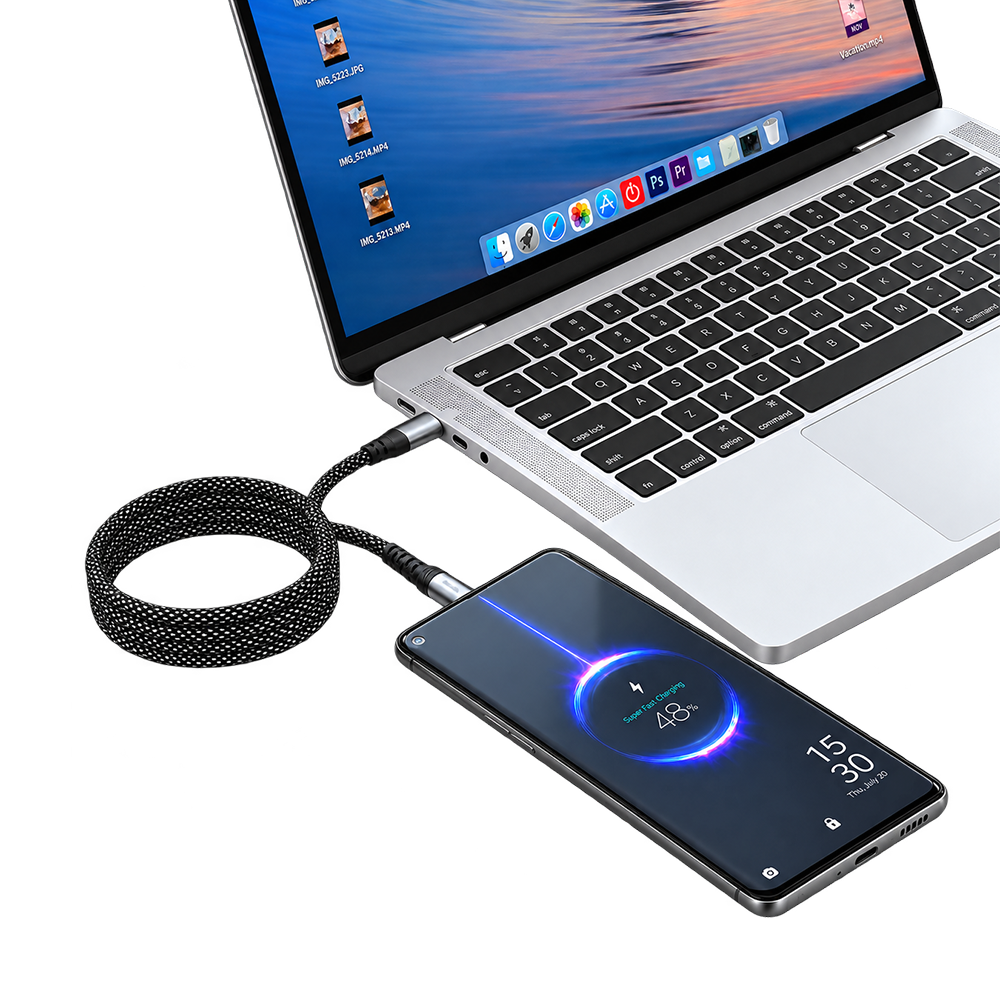 Swissten Magnetic Self-Winding USB-C to Lightning Cable 1m