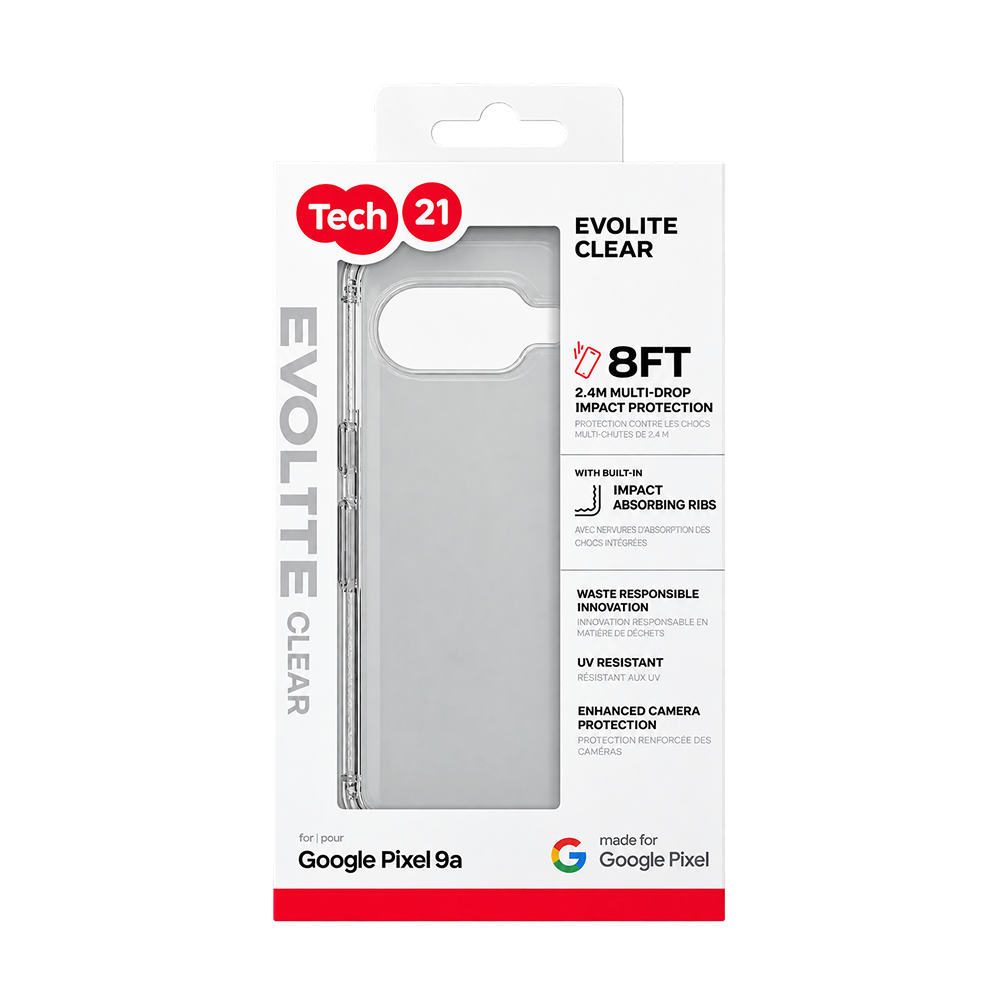 Tech21 EvoLite Clear Case for Google Pixel 9A – Clear