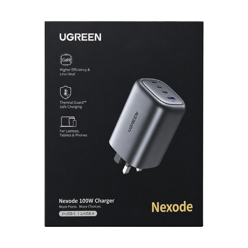 UGREEN 40749 100W GaN Fast Charger 3 x USB-C Power Adapter UK Plug