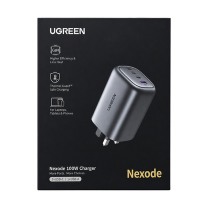 UGREEN 40749 100W GaN Fast Charger 3 x USB-C Power Adapter UK Plug
