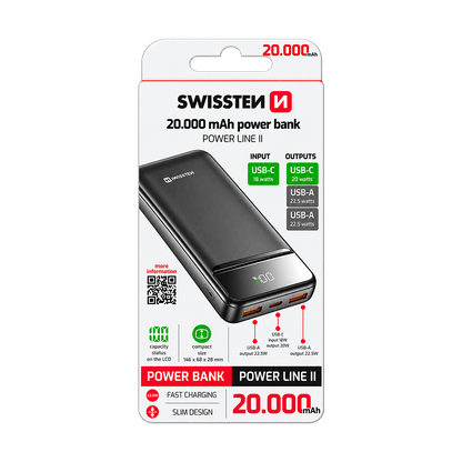 Swissten Power Line II 20,000mAh Power Bank