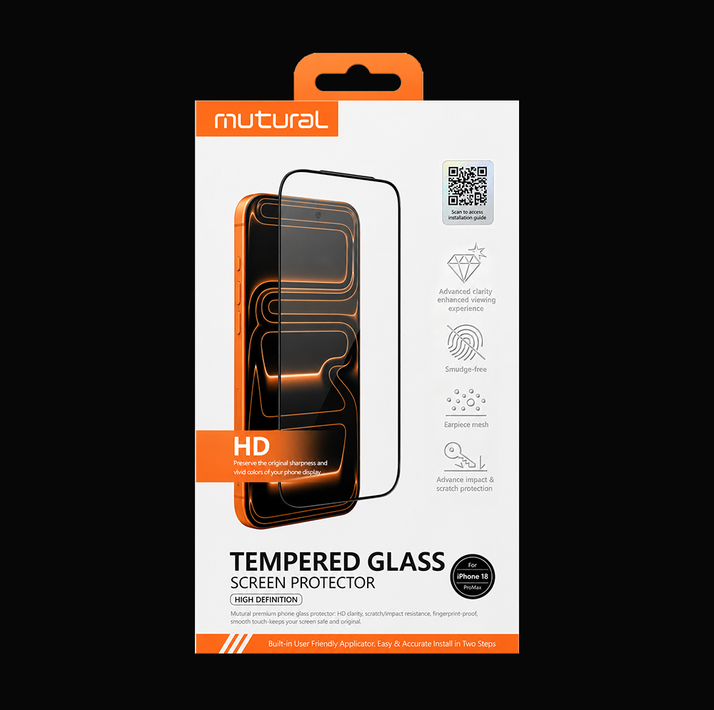 Mutural HD Tempered Glass Screen Protector iPhone 18 Pro Max